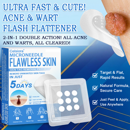 👩‍⚕️ Celsiora® 2-in-1 Microneedle & Hydrocolloid Patch | Raised Moles,Acne,  Flat Warts & Skin Tags Remover | Improves Wrinkles, Scars & Blemishes | Invisible Pimple Patches for Face & Body