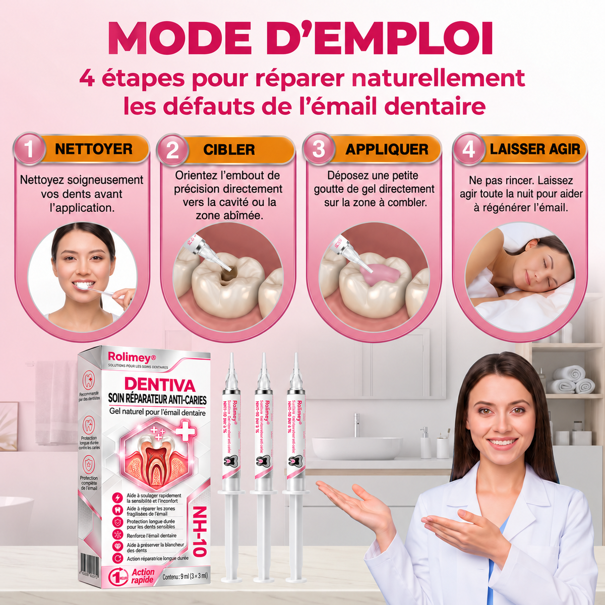 🤍 Rolimey® DenPerm – Gel de comblement naturel de l’émail pour réparer les caries